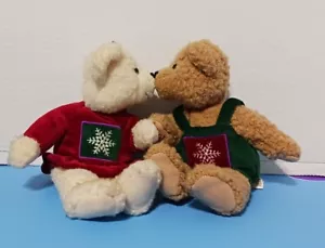 Vintage Hallmark Kiss Kiss Mistletoe Christmas Plush Bear Set Magnetic Plush - Picture 1 of 4