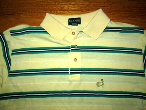 IZOD CLUB Vtg 80s 1990s Masters Yellow Blue Stripe Polo t shirt lacoste Large/XL Cover