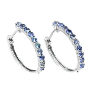 925 Sterling Silver Earrings Round Tanzanite Natural Gemstone Jewelry - Picture 1 of 10