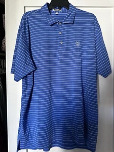 Camisa polo de golf Peter Millar para hombre talla XL azul a rayas logotipo de rendimiento - Imagen 1 de 4