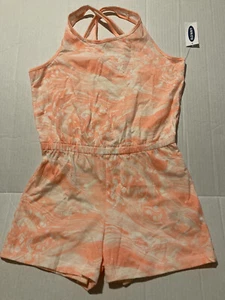 NWT Old Navy Orange Swirl Cross Back Romper One Piece Summer Suit M 8 - Picture 1 of 4