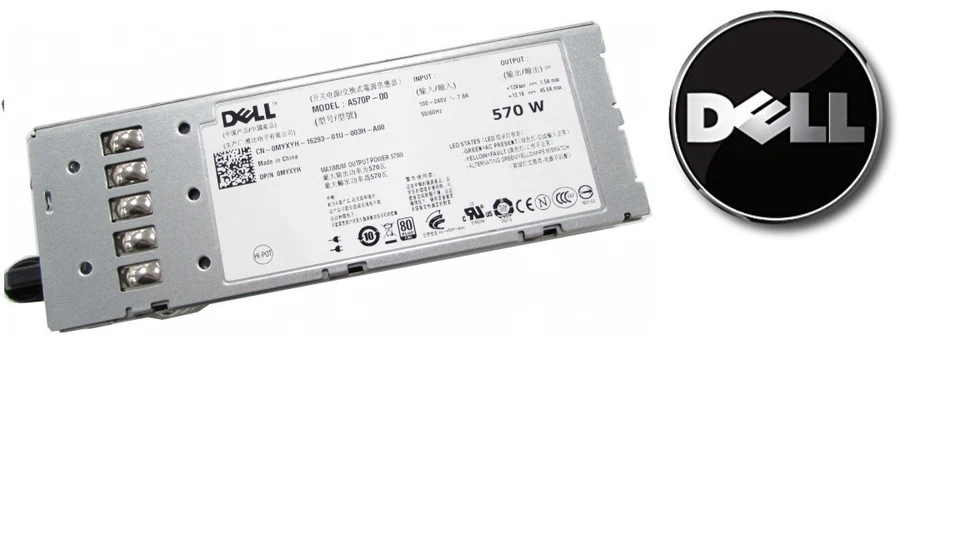 Dell 570 Watt Hot-plug Redundant Power Supply for PowerEdge R710, T610 - 2pieces - Image 1 of 1