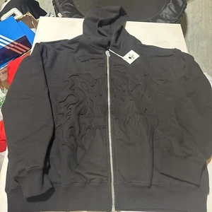 Warren Lotas Black Lazer Cut Reaper Hoodie 2XL Hooded Zip up Sweatshirt XXL - Picture 1 of 23