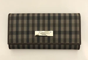 AQUASCUTUM BENZIN GELDBÖRSE AUS PVC CHECK UND LEDER BRAUN - Bild 1 von 6