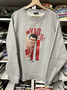 Vintage Houston Rockets Name And Logo Character Yao Ming Sweater Mens XL Gray - Picture 1 of 6
