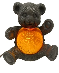 Vintage Teddy Bear Table Lamp Stained Glass 6” Home Kids Decor Night Light - Picture 1 of 9