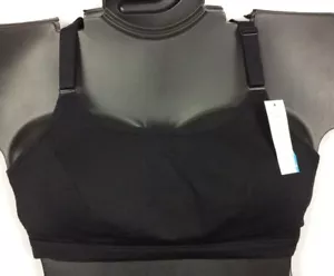 NWT Low Impact Wicking Sport Bra Livi No Wire Strappy Lane Bryant BLACK 353726 - Picture 1 of 12