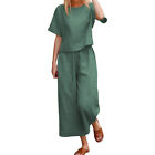 Outfit Round Neck Comfortable Round Neck T-shirt Wide Leg Pants Women