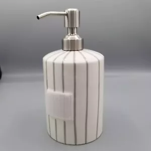 Coton Colors Happy Everything Soap Pump/Dispenser Gray Striped - Picture 1 of 4
