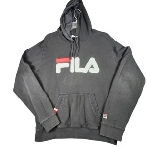 FILA Classic Logo Pullover Hoodie Sweatshirt Gray Athletic Sportswear XL - Picture 1 of 9