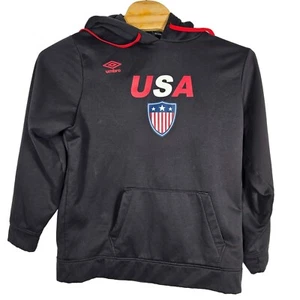 Umbro USA Soccer Hooded Sweatshirt Large Men's Black Logo Long Sleeve - Picture 1 of 8