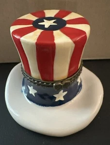 Beautiful Hinged " UNCLE SAM " Trinket Box - Brightly Colored Hat - Picture 1 of 11