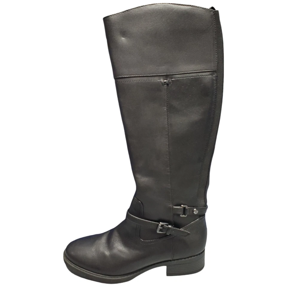 Botas Easy Spirit Tau para mujer talla 6 cuero negro punta redonda hasta la rodilla cremallera lateral Foto 1 de 4