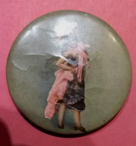 (Pgasteelers1 )woman wearing large hat tilted head -Shape Round- Size 2 1/8"π - Picture 1 of 3