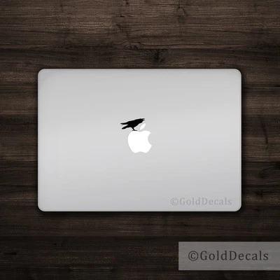 Raven - Mac Apple Logo Laptop Vinyl Decal Sticker Macbook Animal Crow Bird Cute - Image 1 of 2