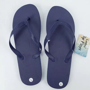 New Dolgencorp Navy Blue Flip Flops Womens Large 9/10 Lightweight Flexible Foam - Picture 1 of 6