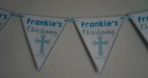 Personalised Baptism Christening Party Bunting, Banner 10 Flags - Foto 1 di 3