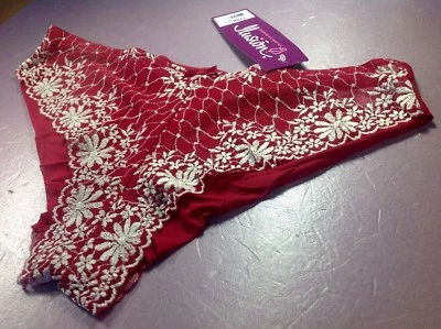 Bragas, bikinis de mujer ILUSION talla XL rojo floral con gasa decoración de red Foto 1 de 4