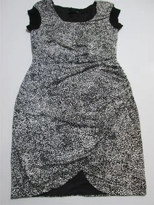 Apostrophe Womens Size M Sheath Dress Black/White Cap Sleeve Stretch Spotted - Picture 1 of 6