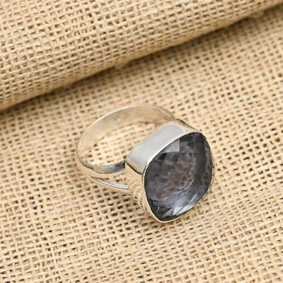 Anillo de plata de ley 925 hecho a mano con piedras preciosas de iolita joyería regalo para mujer Foto 1 de 4