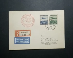 Tarjeta de vuelo 1936 LZ-129 Hindenburg Zeppelin volada a Estados Unidos Sieger Estate Alemania - Imagen 1 de 2