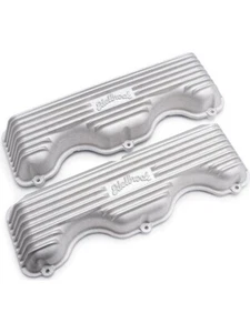 Edelbrock Valve Cover Classic Short Edelbrock Logo Aluminum Natural GM (41409) - Picture 1 of 12