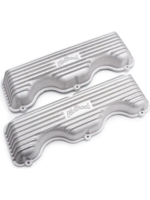 Edelbrock Valve Cover Classic Short Edelbrock Logo Aluminum Natural GM (41409) - Image 1 of 4