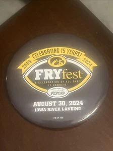 2024 Fry Fest Pinback Button Iowa Hawkeyes Hayden Football Pin #73/150 Rare - Picture 1 of 2