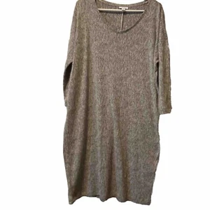 Pure Jill graues Strickkleid Damen Gr. Medium Midi Leinenmischung grau-schwarz - Bild 1 von 8