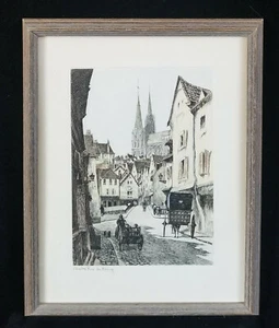 Impresión artística Chartres 11 X 14" Rue du Bourg enmarcada - Imagen 1 de 4
