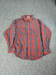 VINTAGE St Johns Bay Big Mac Flannel Mens Large Red Plaid Button Up USA Cotton - Picture 1 of 11