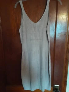 Abito maglione canotta a costine Allytok kaki bodycon scollo a v donna taglia M - Foto 1 di 5