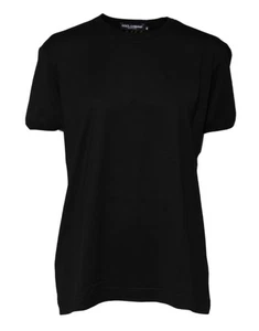 Dolce & Gabbana Black Cotton Goodluck Tee Crew Neck Women's T-shirt Authentic - Picture 1 of 7