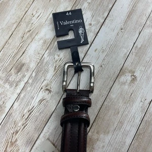Men's Aurelio Valentino Brown Leather Belt Size 44 XL Unused NWT - Picture 1 of 6