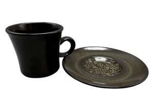 Vtg Franciscan Madeira Brown Ceramic Cup & Saucer Set Floral Pattern Coffee/Tea - Picture 1 of 5