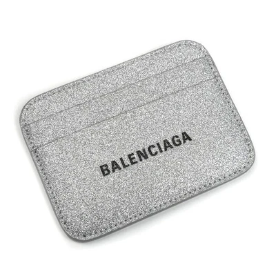Balenciaga 标志闪光皮革卡片盒男式银色均码 — 第 1/4 张图片