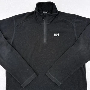 Helly Hansen Fleece Pullover Men Size Large Black 1/4 Zip Hiking Travel Polartec - Picture 1 of 10