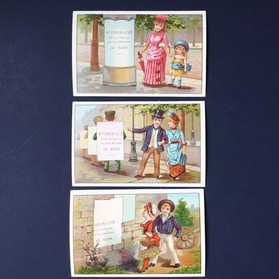 3 Large Antique Chromolithographs, 19th Century, Second Empire Style; 3... - Imagem 1 de 4