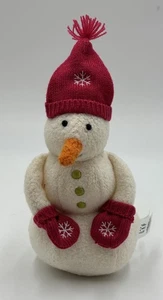 2003 Baby Gap Snowman Plush Stuffed Toy Red Snowflake Beanie Hat Red Mittens - Picture 1 of 5