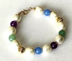 JOLI BRACELET lumineux BLANC BLEU VERT VIOLET Doré NEUVE ! - Imagen 1 de 9