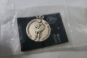 Vtg JCC Silver Filled St Florian Patron Saint of Firefighter Medal Pendant 18MM - Picture 1 of 6