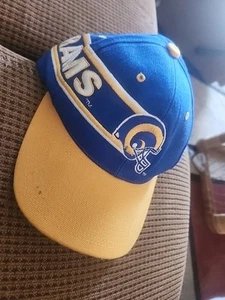 LOS ANGELES RAMS - Vtg 1990s NFL Team Drew Pearson SnapBack Blue & Yellow Hat - Picture 1 of 3