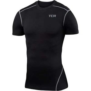 TCA Pro Performance Mens Compression Top Black Short Sleeve Running Run T-Shirt - Picture 1 of 2