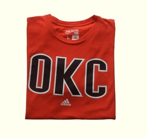 ADIDAS NBA OKC THUNDER OKLAHOMA CITY BASKETBALL VTG Y2K T SHIRT MENs SZ L 2015 - Picture 1 of 7