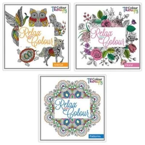 Tallon Colour Therapy Adult Colouring Books - Set of 3, Floral, Animal & Pattern - Bild 1 von 3