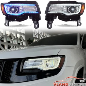 Chrome Fits Jeep Grand Cherokee 2017-2022 LED Headlight DRL w/Dynamic Left+Right - Picture 1 of 16