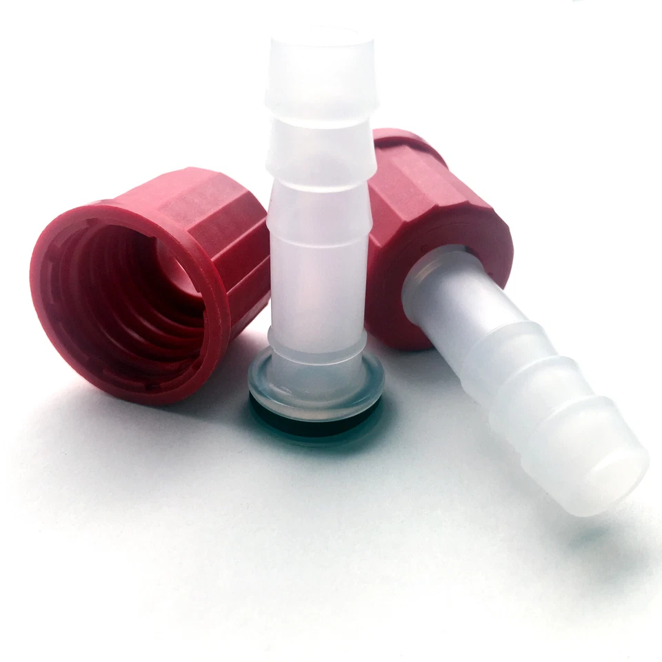 GL18 PTFE and PBT Adapter. 2 pack. Glassware to Hosing Accessory. Threaded Barb - Image 1 of 1