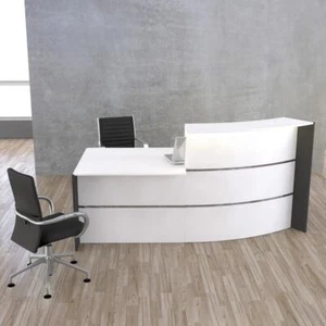 Empfangstresen/Empfangstheke mit Beratungsplatz B 231 x H 112 cm, weiß/anthrazit - Bild 1 von 4