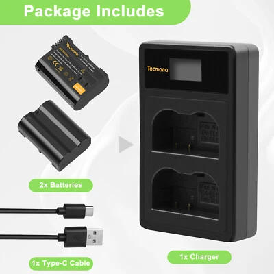 2x2,8Ah EN-EL15 EN-EL15B EN-EL15C Akkus für Nikon Z6III Z7 D7000 D7500+Ladegerät - Bild 1 von 4