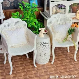 1/6 Scale White European Chair Carved Coffee Table Miniature Furniture Model - Picture 1 of 8